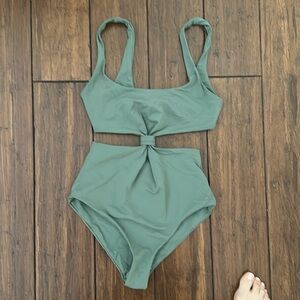 Mara Hoffmann army green one piece swimsuit